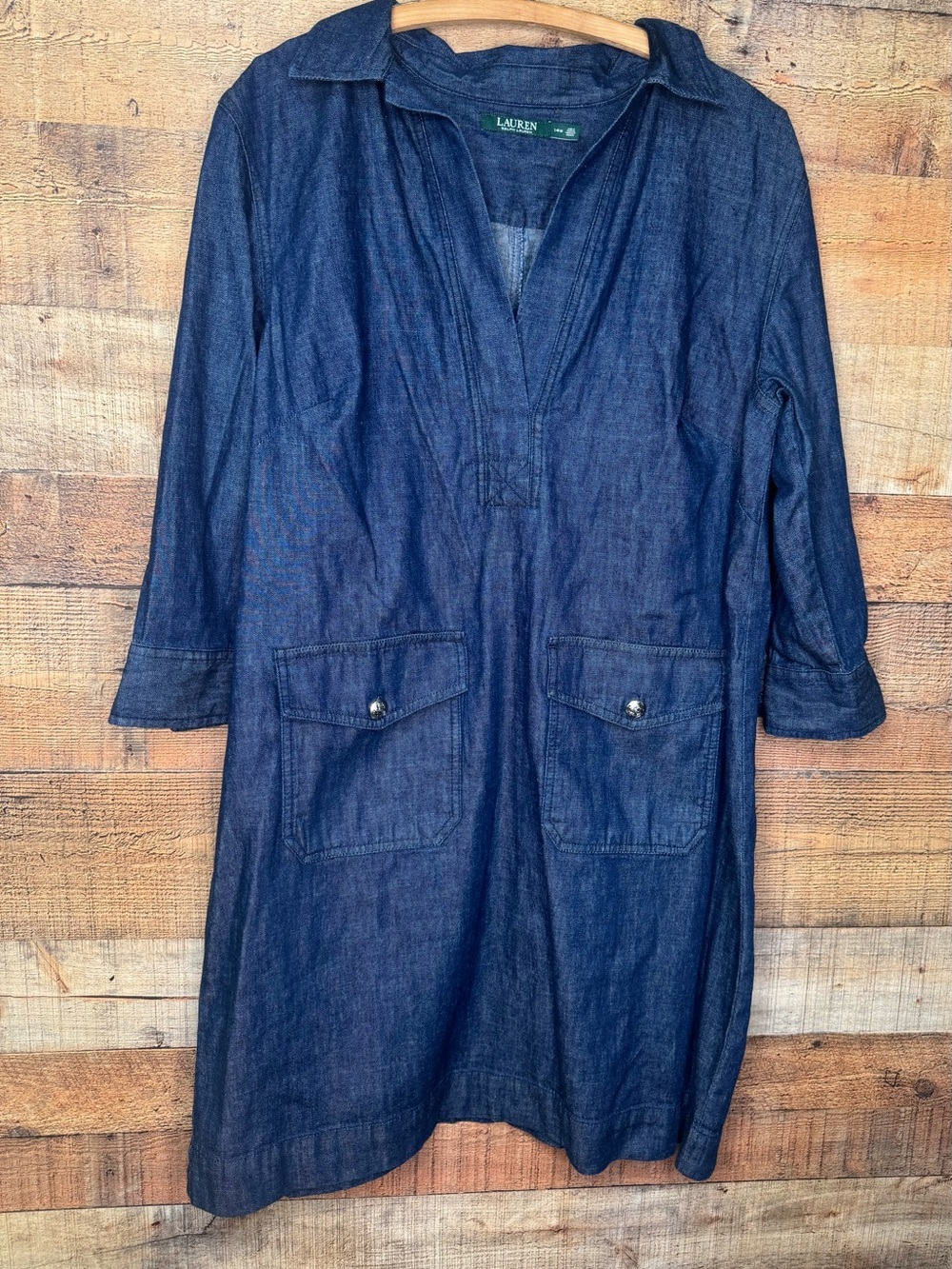Lauren Ralph Lauren Denim Shirt Dress Women 14W Cotton Classic Casual Designer